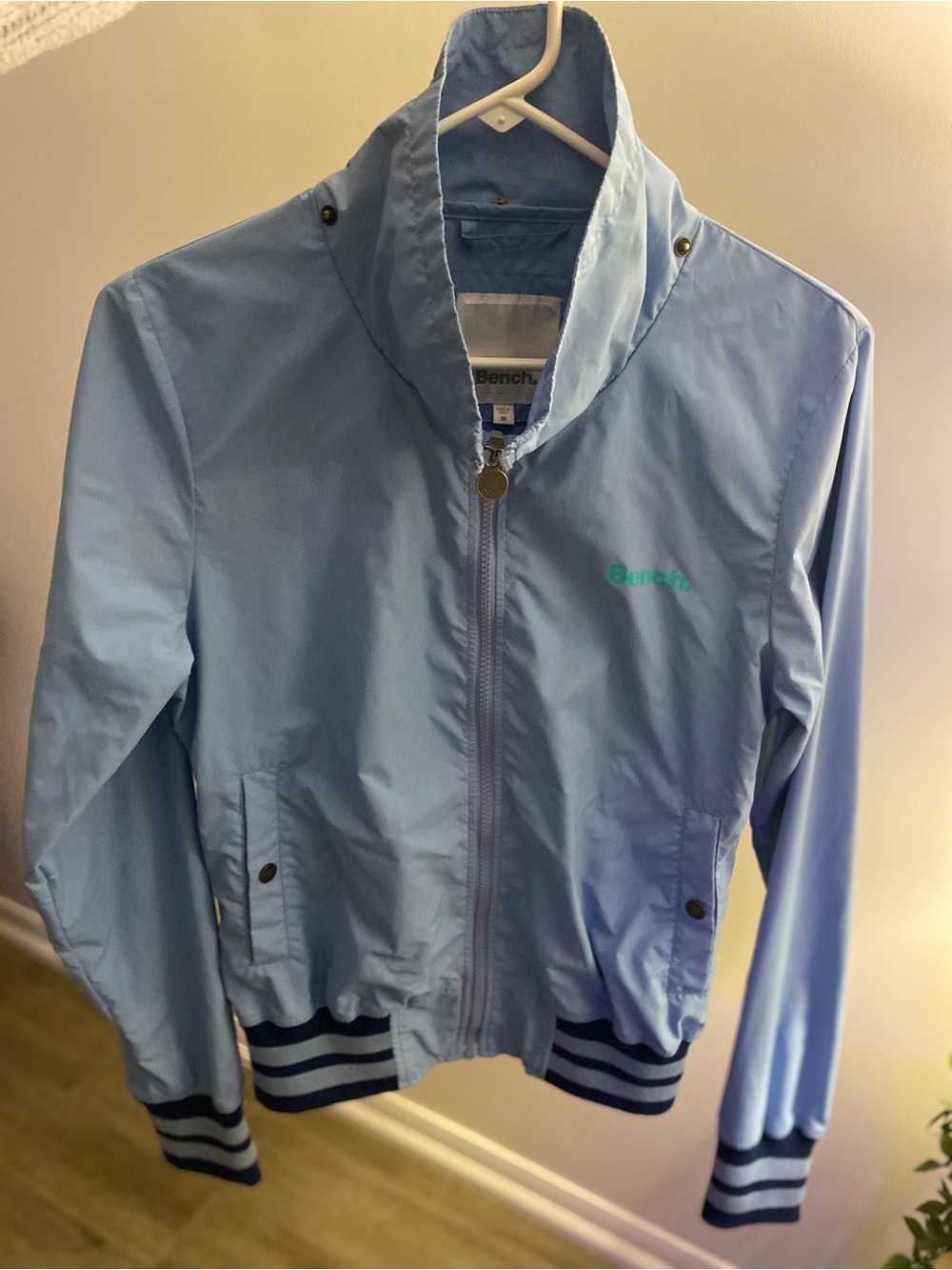 Bench Kids Light Blue Zip-Up Jean Jacket with Navy Trim